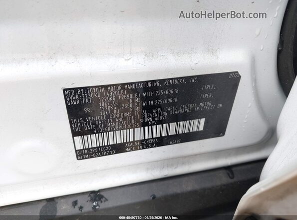 4T3E6RFV8PU130125 2023 TOYOTA RAV4 HYBRID White Vista del compartimento del motor