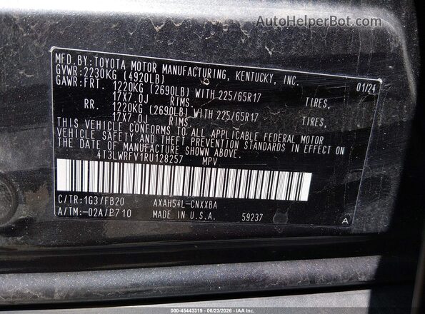 4T3LWRFV1RU128257 2024 TOYOTA RAV4 HYBRID Gray Engine compartment view