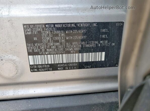 4T3LWRFV6RU139142 2024 TOYOTA RAV4 Silver 
