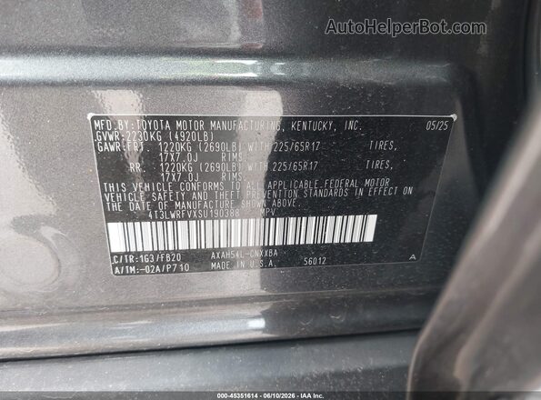 4T3LWRFVXSU190388 2025 TOYOTA RAV4 HYBRID Gray Widok komory silnika