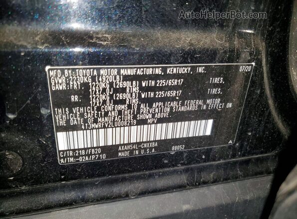 4T3MWRFV2LU008219 2020 TOYOTA RAV4 Black Панорамний вид салону 360°