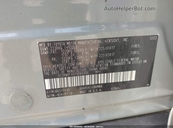 4T3RWRFV0PU084906 2023 TOYOTA RAV4 HYBRID Green Вид підкапотного простору
