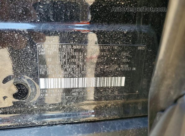 4T3RWRFV4SU198285 2025 TOYOTA RAV4 Black Vista de la etiqueta del VIN