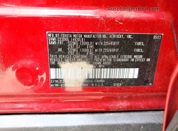 4T3RWRFV5PU092953 2023 TOYOTA RAV4 Red სალონის 360-გრადუსიანი ხედი