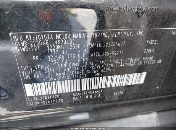 4T3RWRFV9RU114231 2024 TOYOTA RAV4 HYBRID Black Շարժիչի բաժամունքի տեսք