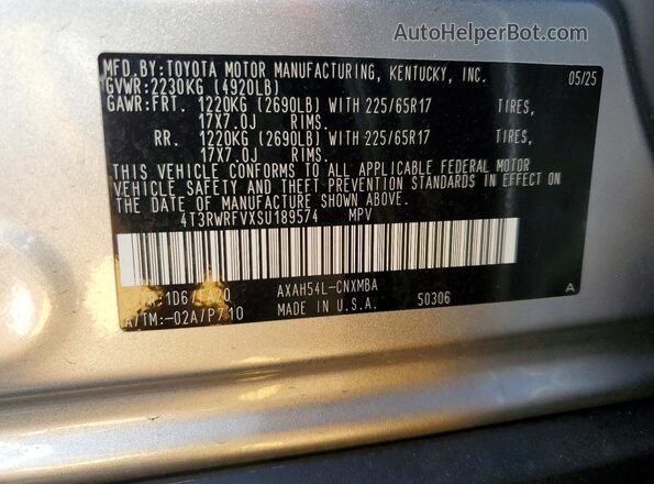 4T3RWRFVXSU189574 2025 TOYOTA RAV4 Silver 