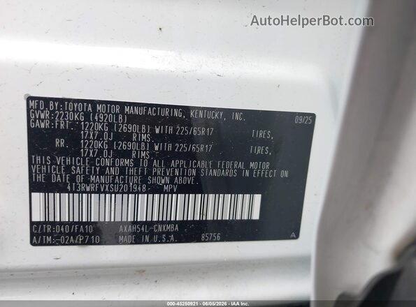 4T3RWRFVXSU201948 2025 TOYOTA RAV4 HYBRID Белый Вид подкапотного пространства