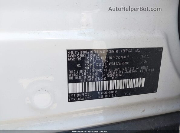 4T3T6RFV1RU145897 2024 TOYOTA RAV4 HYBRID White Vista del compartimento del motor