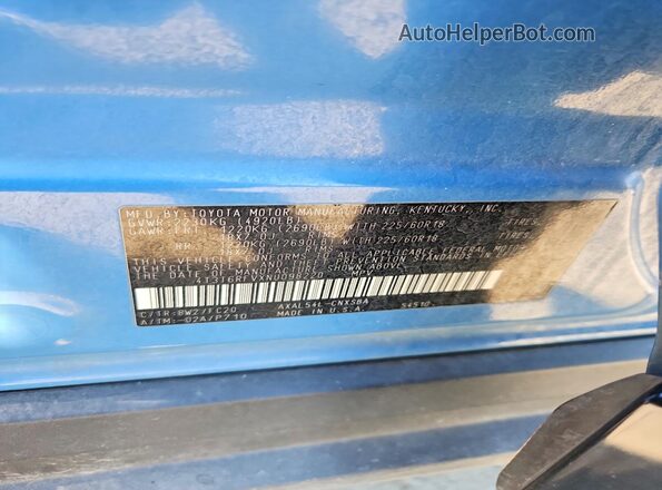 4T3T6RFVXNU098220 2022 TOYOTA RAV4 Blue Vista de la etiqueta del VIN