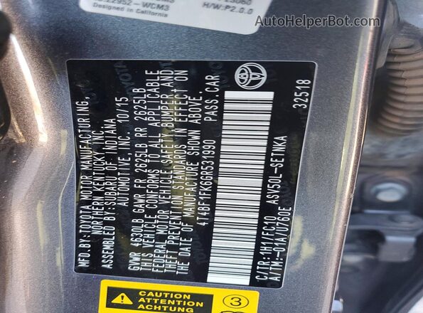 4T4BF1FK6GR531990 2016 TOYOTA CAMRY Gray Вид підкапотного простору