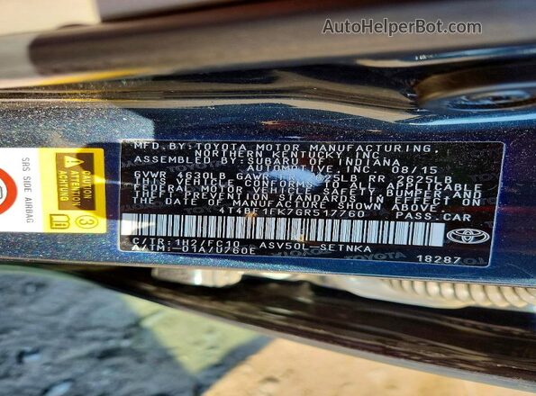 4T4BF1FK7GR517760 2016 TOYOTA CAMRY Black 