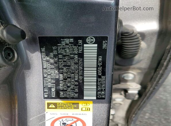 4T4BF1FK7GR529147 2016 TOYOTA CAMRY Gray VIN կոդի պիտակի տեսք