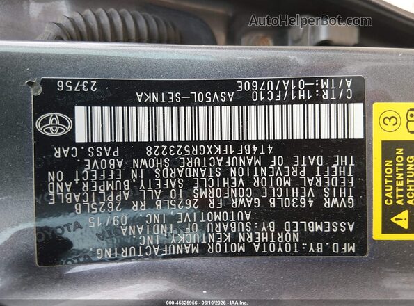 4T4BF1FKXGR523228 2016 TOYOTA CAMRY Серый Вид подкапотного пространства