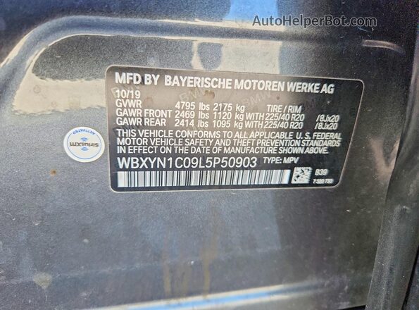 WBXYN1C09L5P50903 2020 BMW X2 Black 360 interior view