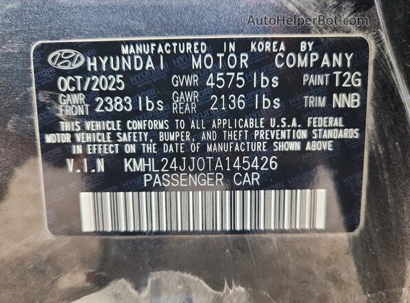 KMHL24JJ0TA145426 2026 HYUNDAI SONATA Серый Панорамный вид салона 360°