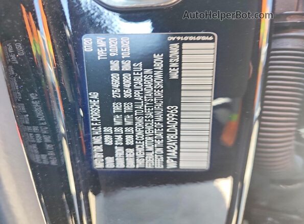 WP1AA2AY8LDA09963 2020 PORSCHE CAYENNE Черный Вид наклейки с VIN-кодом