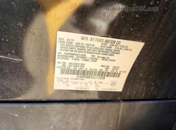 1FAHP2MK9JG117628 2018 FORD TAURUS Black 