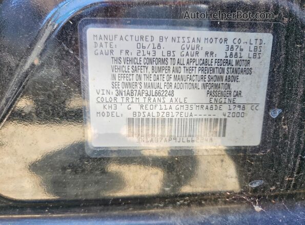 3N1AB7AP9JL662248 2018 NISSAN SENTRA Черный 