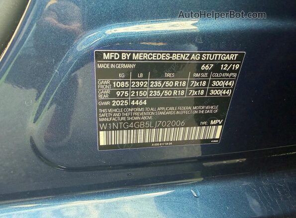 W1NTG4GB5LJ702006 2020 MERCEDES-BENZ GLA-CLASS Blue 