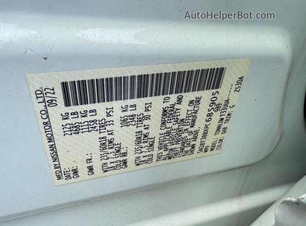 5N1BT3BBXPC685905 2023 NISSAN ROGUE White VIN կոդի պիտակի տեսք