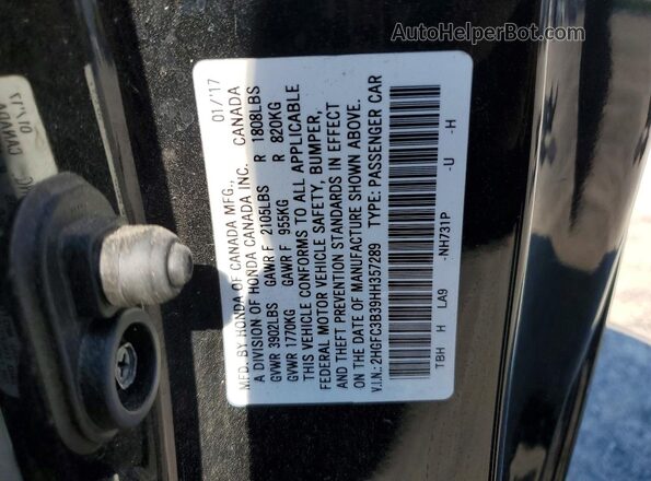 2HGFC3B39HH357289 2017 HONDA CIVIC Black 
