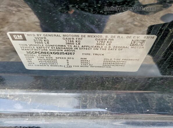 3GCPCRECXGG254267 2016 CHEVROLET SILVERADO Черный 