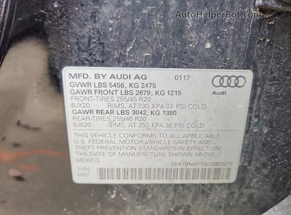 WA1BNAFY9J2002973 2018 AUDI Q5 Black Vista interior de 360 grados
