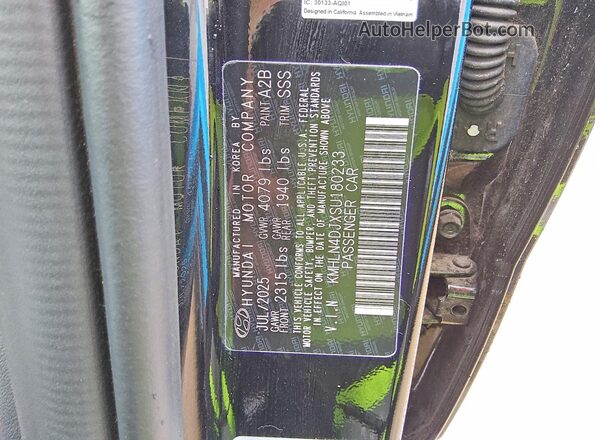KMHLN4DJXSU180233 2025 HYUNDAI ELANTRA Black 