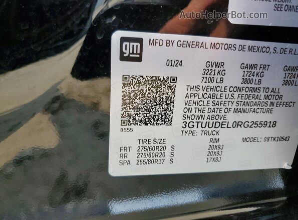 3GTUUDEL0RG255918 2024 GMC SIERRA Black VIN կոդի պիտակի տեսք