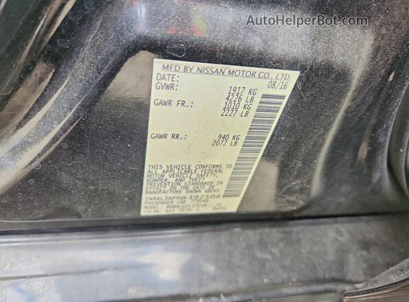 1N4AL3AP4GN392508 2016 NISSAN ALTIMA Black Вид наклейки з VIN-кодом