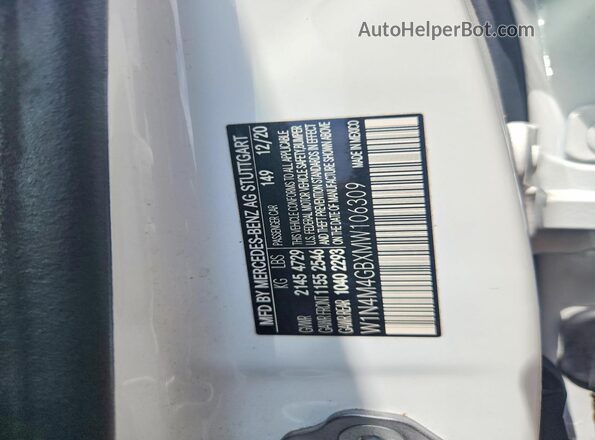 W1N4M4GBXMW106309 2021 MERCEDES-BENZ GLB-CLASS Белый 