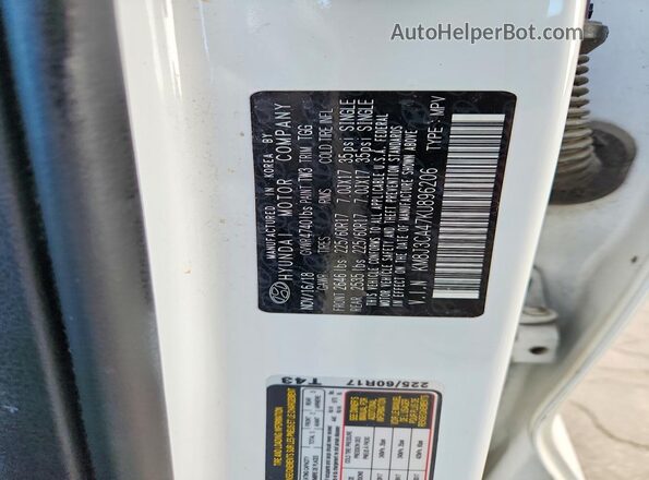KM8J3CA47KU896206 2019 HYUNDAI TUCSON White 