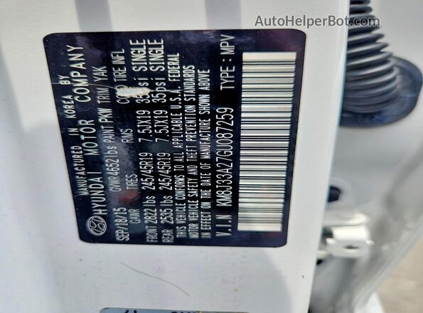 KM8J33A27GU087259 2016 HYUNDAI TUCSON Белый 