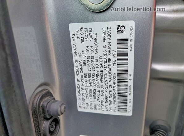2HKRW2H57LH622362 2020 HONDA CR-V Silver 