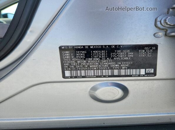 3CZRU5H32GM730954 2016 HONDA HR-V Silver 