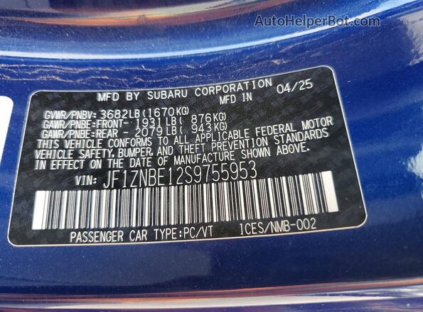 JF1ZNBE12S9755953 2025 TOYOTA GR86 Blue 