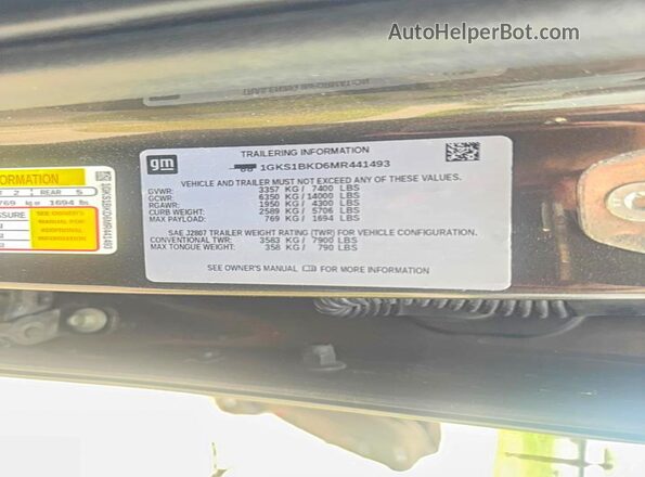 1GKS1BKD6MR441493 2021 GMC YUKON Brown Вид задньої частини салону