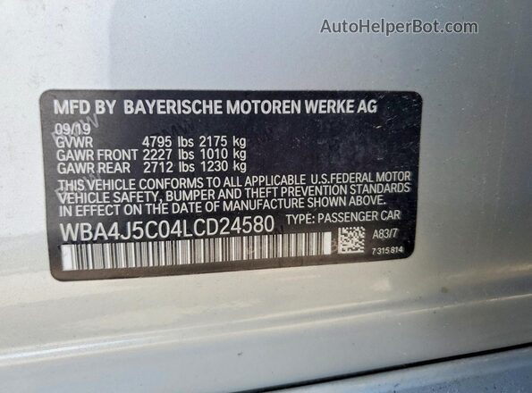 WBA4J5C04LCD24580 2020 BMW OTHER Серебряный 