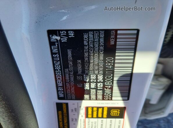 55SWF4JB0GU114820 2016 MERCEDES-BENZ C White Vista de la etiqueta del VIN