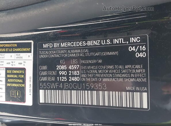 55SWF4JB0GU159353 2016 MERCEDES-BENZ C-CLASS Черный Вид подкапотного пространства
