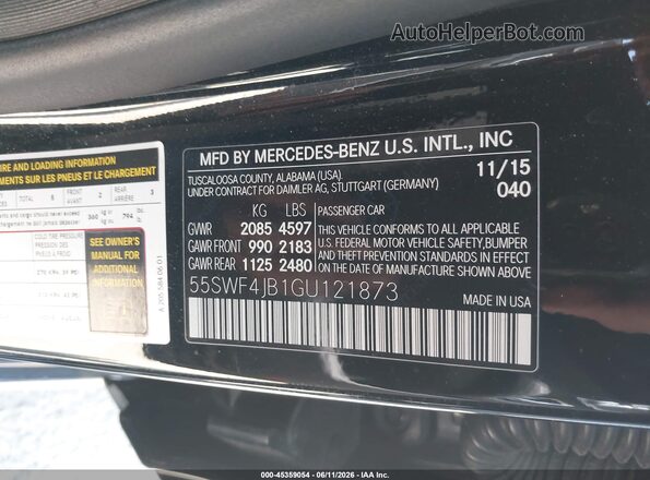 55SWF4JB1GU121873 2016 MERCEDES-BENZ C-CLASS Black Widok komory silnika