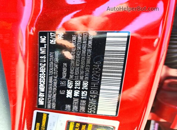55SWF4JB1HU229346 2017 MERCEDES-BENZ C Red Вид підкапотного простору