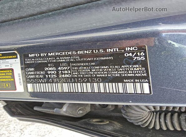 55SWF4JB2GU159130 2016 MERCEDES-BENZ C Серый Вид подкапотного пространства