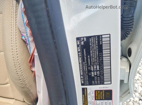 55SWF4JB2GU178633 2016 MERCEDES-BENZ C White Вид підкапотного простору