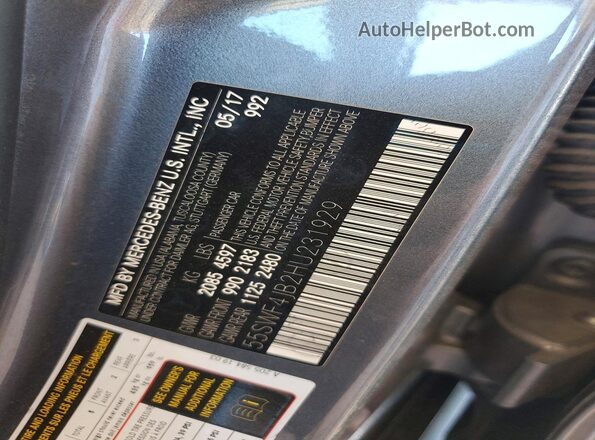 55SWF4JB2HU231929 2017 MERCEDES-BENZ C Gray 