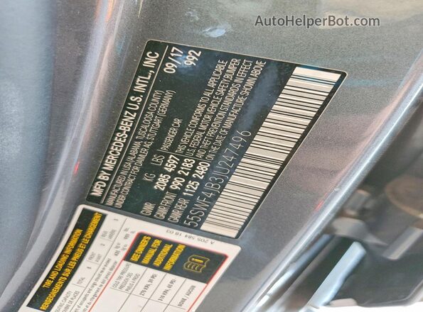 55SWF4JB3JU247496 2018 MERCEDES-BENZ C Gray Vista de la etiqueta del VIN