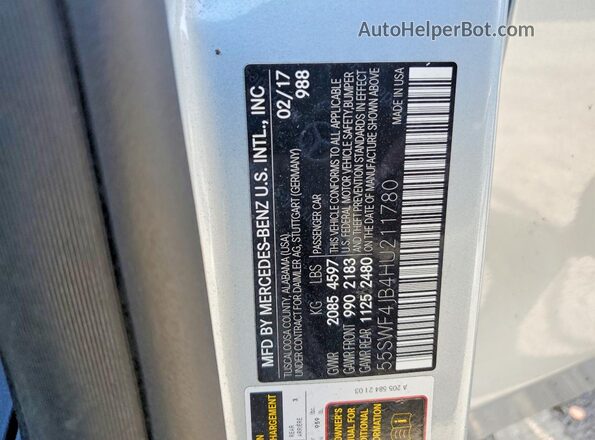 55SWF4JB4HU211780 2017 MERCEDES-BENZ C Silver 