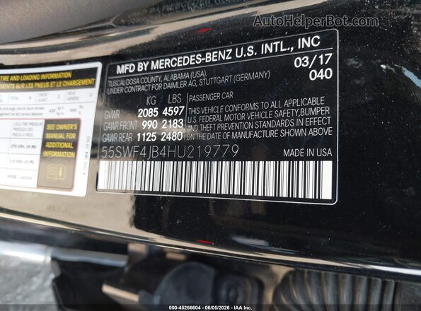 55SWF4JB4HU219779 2017 MERCEDES-BENZ C-CLASS Black Widok komory silnika