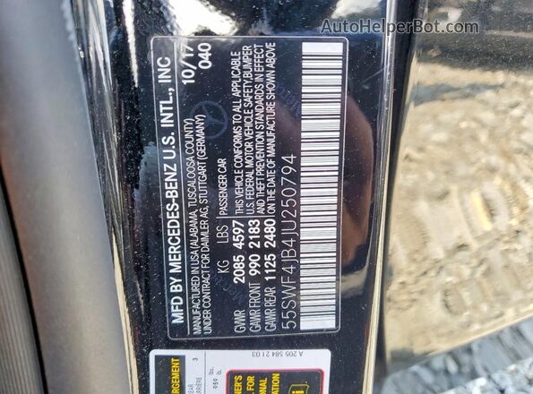 55SWF4JB4JU250794 2018 MERCEDES-BENZ C Black VIN sticker view