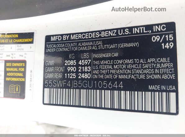 55SWF4JB5GU105644 2016 MERCEDES-BENZ C-CLASS White Вид підкапотного простору